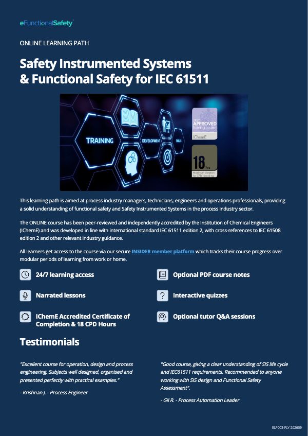 Cover of the SIS and Functional Safety for IEC 61511 brochure